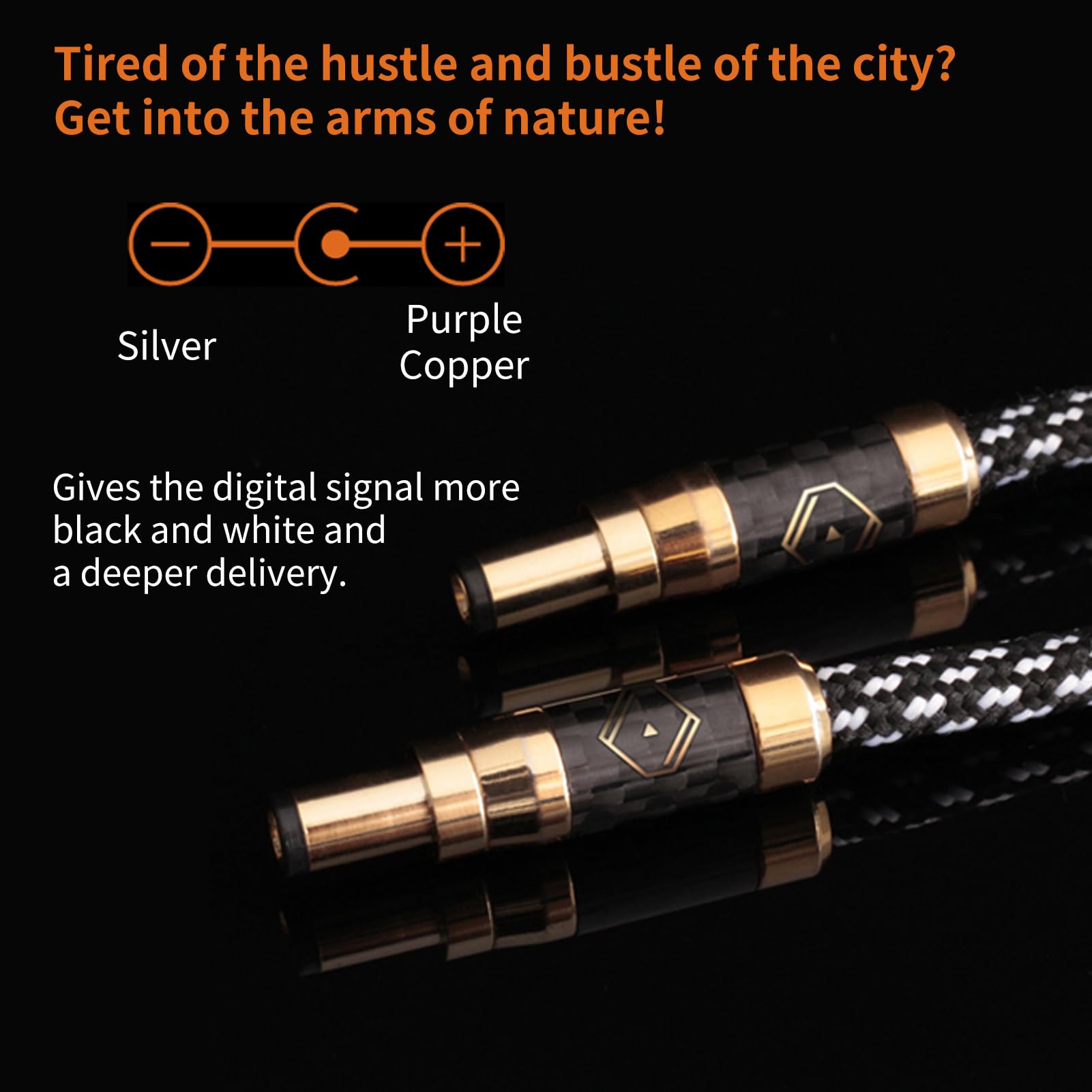 Zebra plaid 12V Bastei cable with silver negative pole and purple copper positive pole