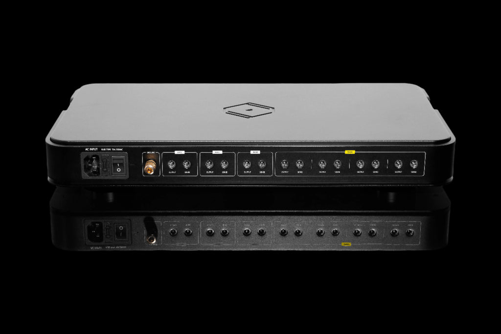 Rear view of Silent Angel Forester FX, highlighting DC outputs and power connectors