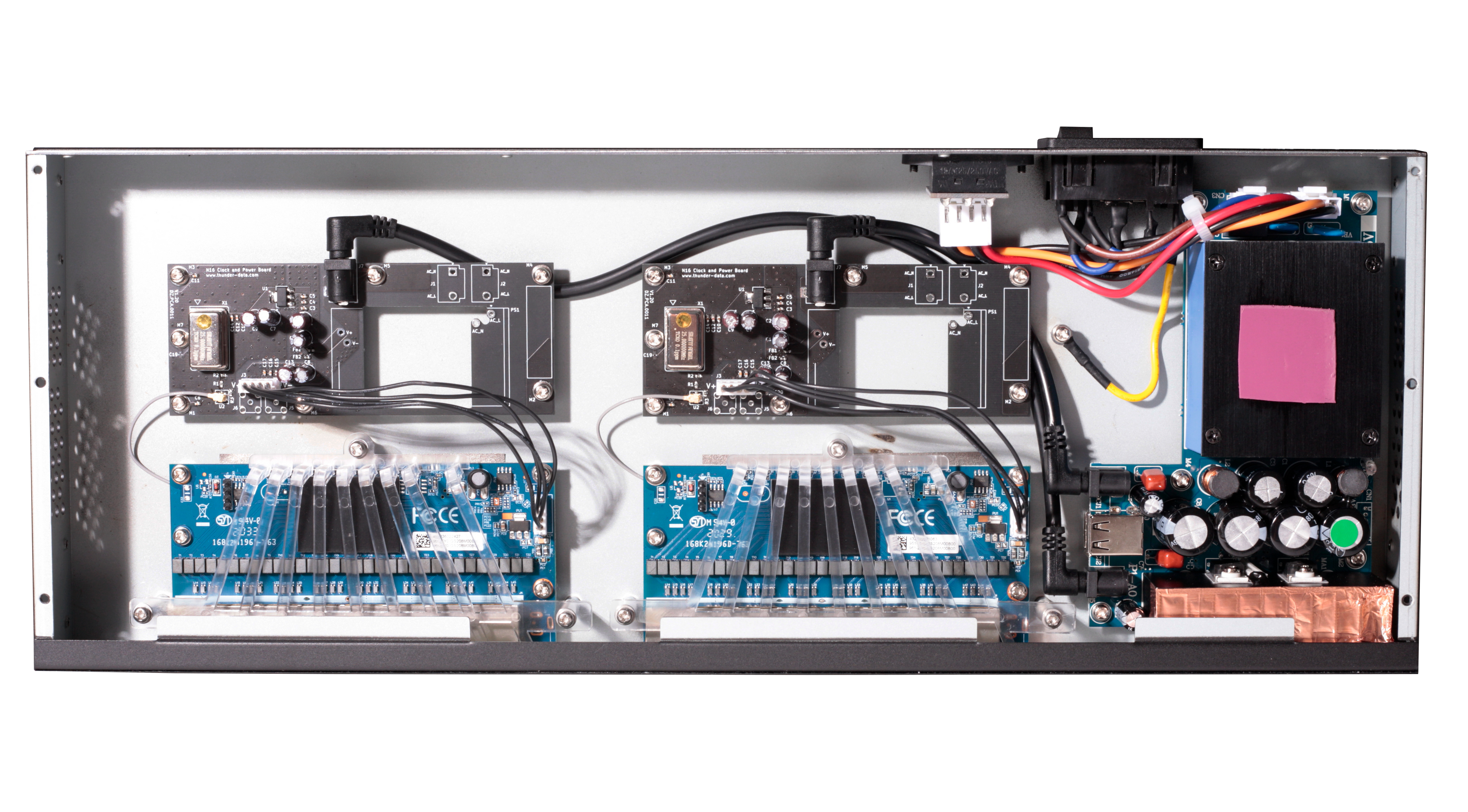 Bonn N16 LPS audiophile-grade hifi network switch inside view with materials and hardware