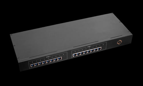 Silent Angel Bonn N16 LPS audiophile-grade hifi network switch rear top view showing chassis design