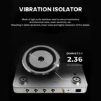 Genesis GX word clock has vibration isolator feet that are made of high purity stainless steel designed to reduce mechanical noise, electrical noise, and stating electricity, which results in better dynamics, lower noise, and higher resolution of fine details