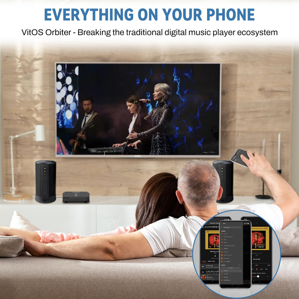 Control your Munich m1t v2 at the touch of your fingertips with the VitOS Orbiter, offering audiophile-grade and hifi audio at your ease