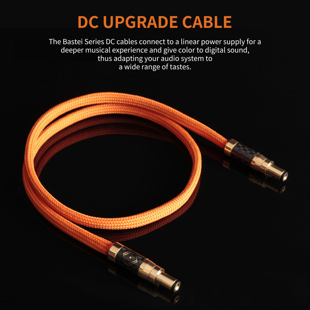 orange bastei 12V cable coiled view audiophile-grade connector cable