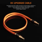 orange bastei 12V cable coiled view audiophile-grade connector cable