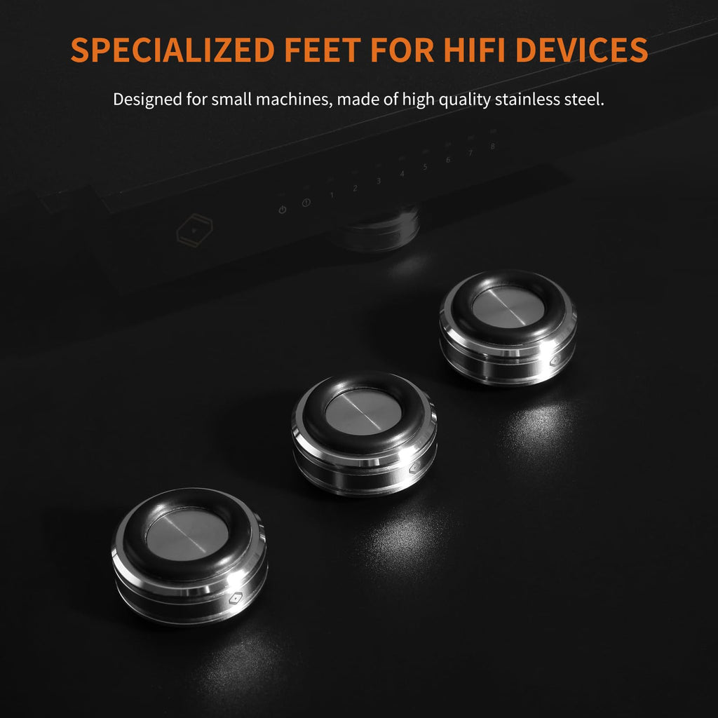 Close-up detail of Silent Angel S28 shock mounts, featuring stainless steel finish and anti-vibration structure