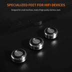 Close-up detail of Silent Angel S28 shock mounts, featuring stainless steel finish and anti-vibration structure