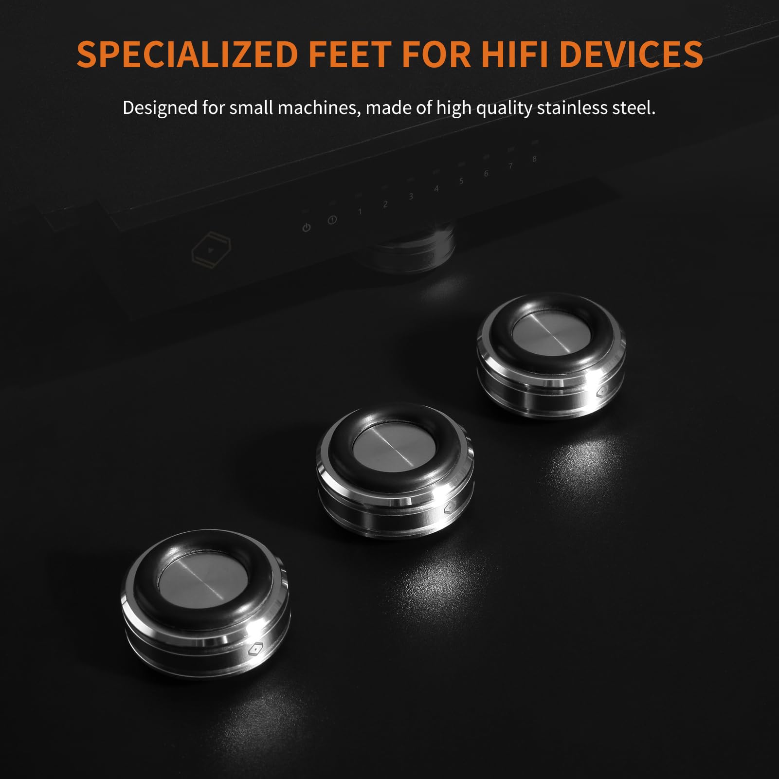 Close-up detail of Silent Angel S28 shock mounts, featuring stainless steel finish and anti-vibration structure