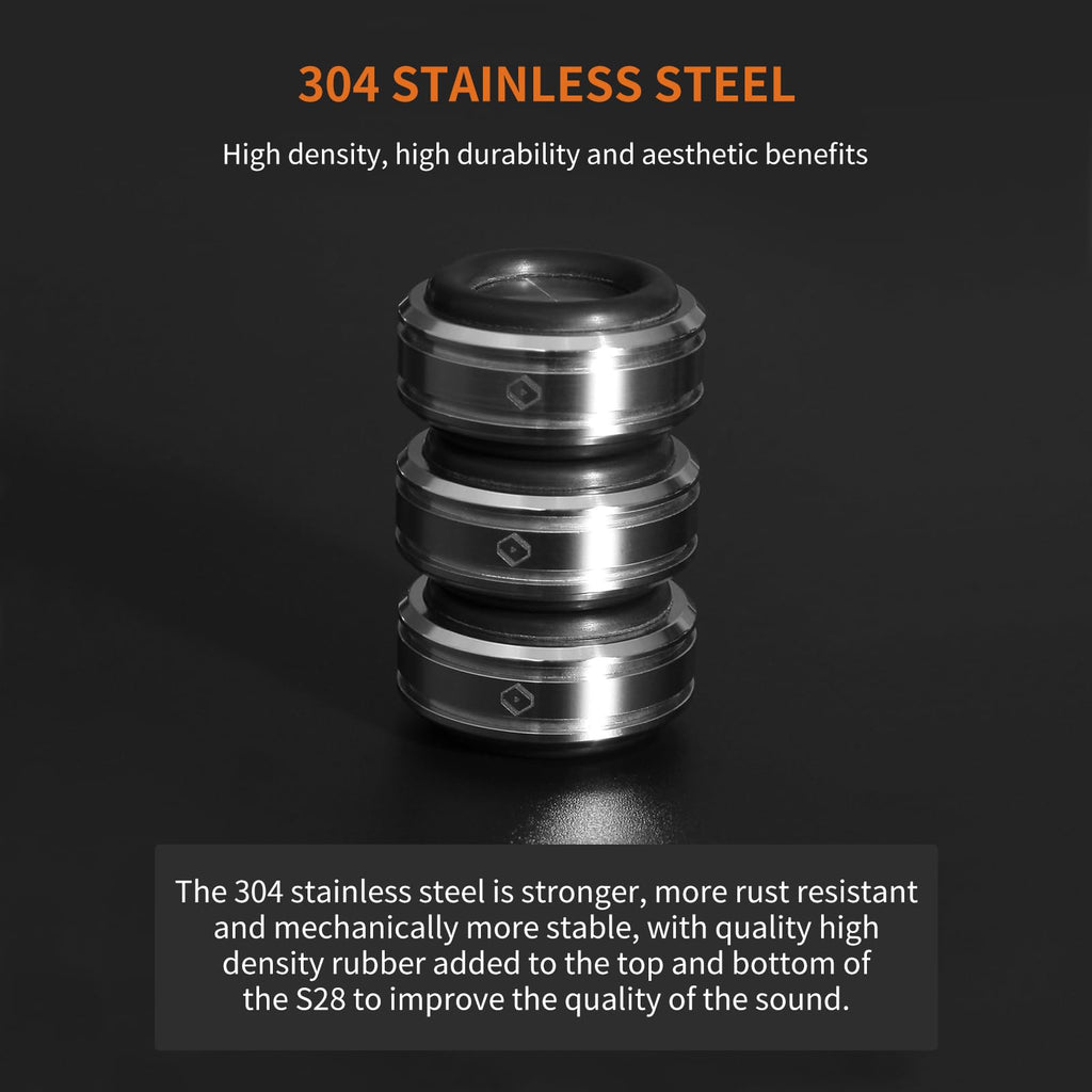 Close-up detail of Silent Angel S28 shock mounts, featuring stainless steel finish and anti-vibration structure