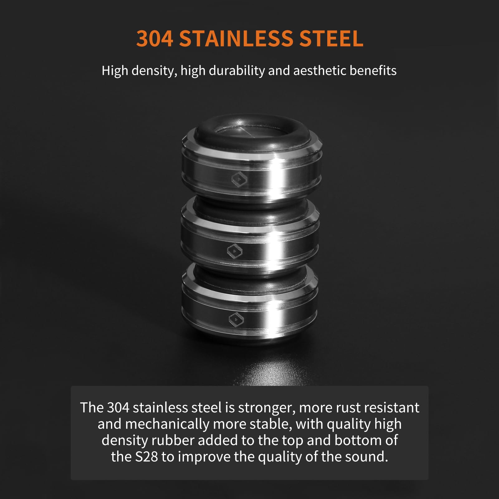 Close-up detail of Silent Angel S28 shock mounts, featuring stainless steel finish and anti-vibration structure