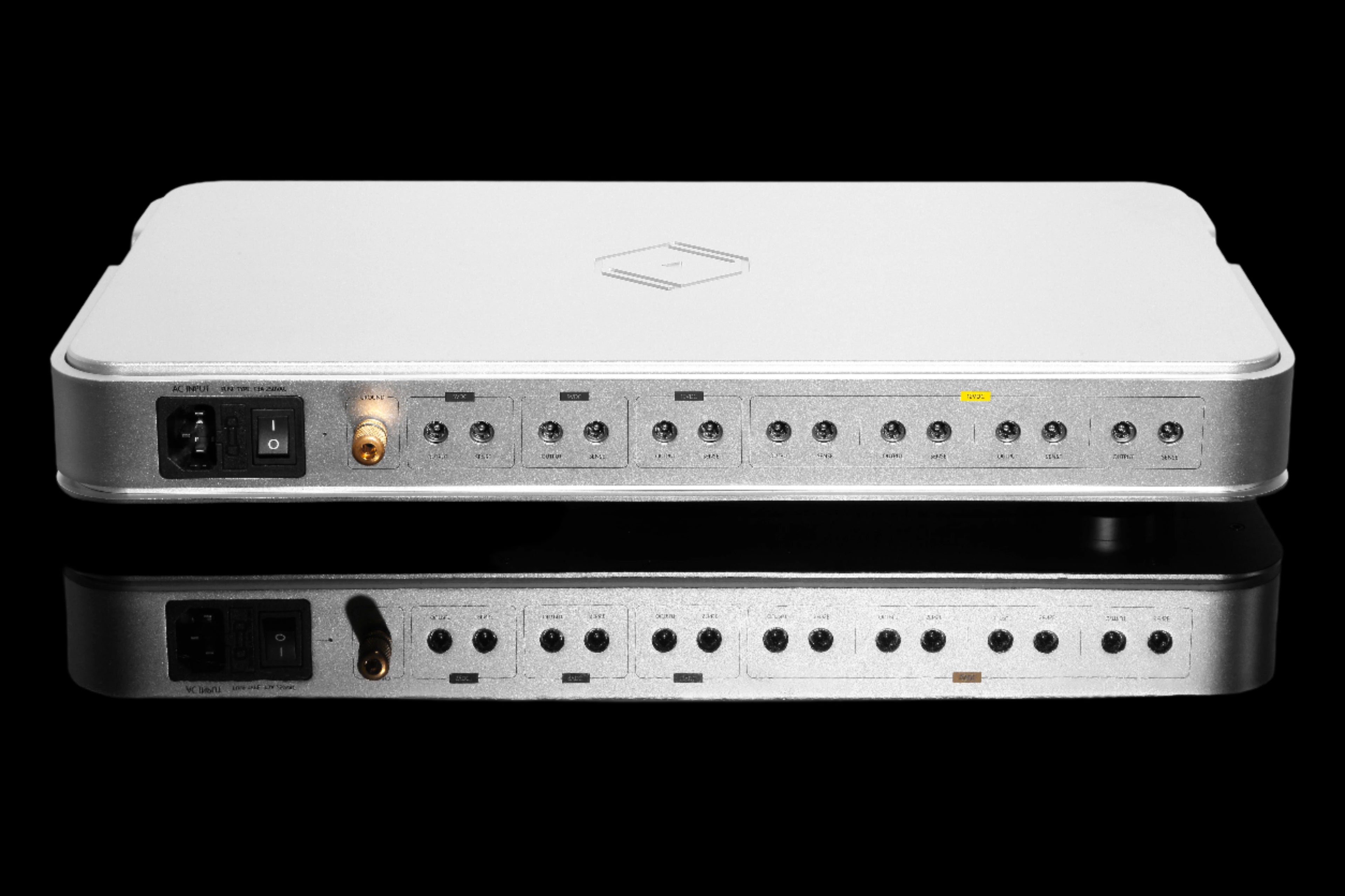 Rear view of Silent Angel Forester FX, highlighting DC outputs and power connectors