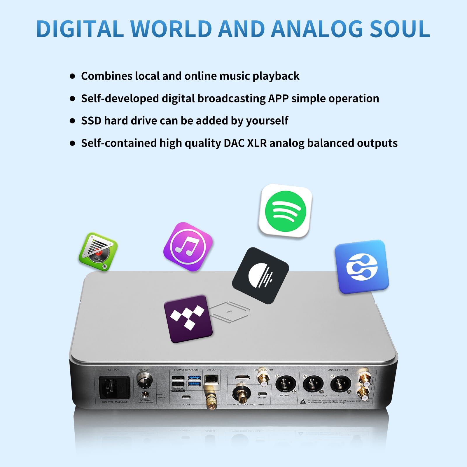 Back profile of silver Munich MU showcasing audiophile-grade hifi advanced specs and compatibility
