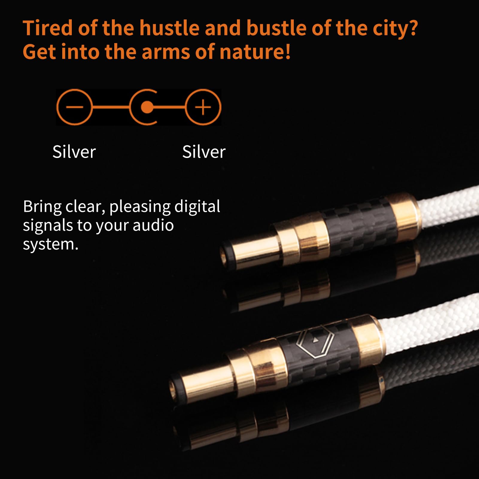 12V Bastei DC Cable Snowy White sterling silver positive and negative poles