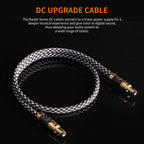 zebra plaid 12V audiophile-grade DC cable coiled view